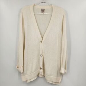 Chicos 4 Long Sleeve Button Front Cardigan Sweater Womens Size XXL Cream